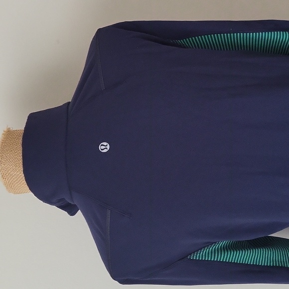 LULULEMON | Men's Navy Neon Green Half-Zip Large Long Sleeve Tee - Picture 7 of 13